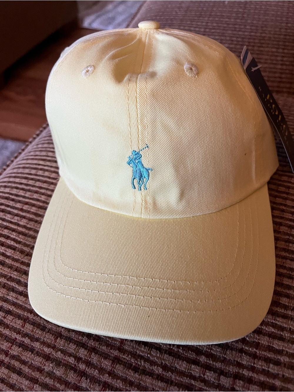 Ralph Lauren Pale Yellow Baseball Cap with Light Blue Pony